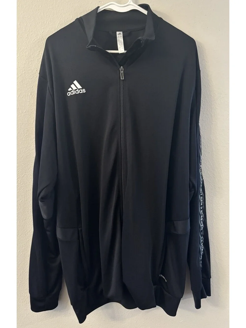 Adidas Multilingual Tape Full Zip Black&White Track Jacket AEROREADY 2XL
